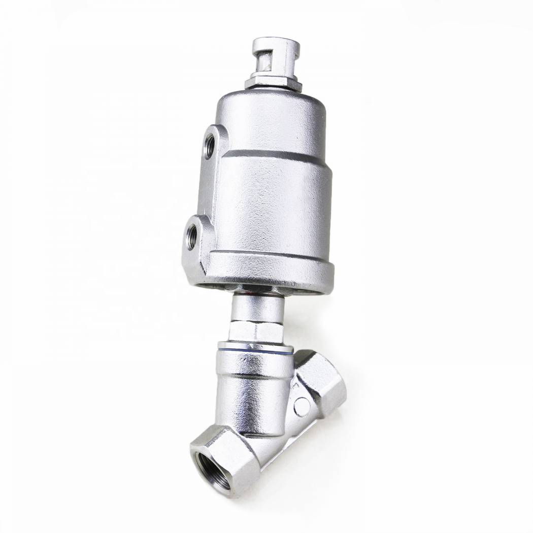 2/2 Way Piston Operated Air Water Steam Double Acting Stainless Steel Pneumatic Angle Seat Valve